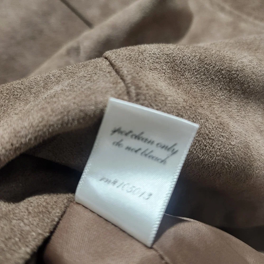 Blue Rain Faux Suede‎ Skirt Small Brown A-Line Scalloped Hem Button Front